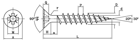 Chipboard screws drawing