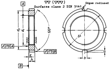 DIN 1804 Slotted Round Nuts for Hook Spanner drawing