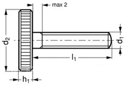 DIN 653 Flat head knurled thumb screw drawing