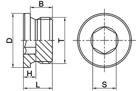 DIN 908 hex socket screw plug drawing