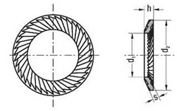 ribbed safety lock washer DIN 9250 drawing 