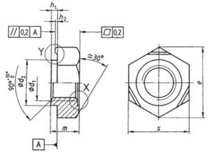 DIN 929 hex weld nuts technical drawing