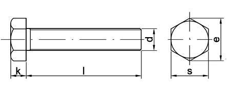 DIN 933 hexagon head bolts drawing