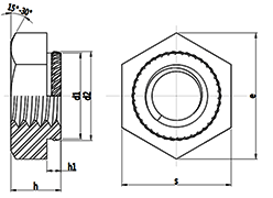 Hex Insert Press Nut drawing