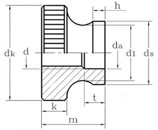 Knurled Thumb Nuts with collar drawing