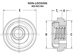 Self-clinching floating nuts, type AS/AC/A4 drawing