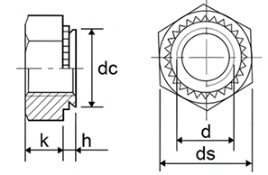 Hex Self-clinching Nut , BOB/BOBS Series drawing